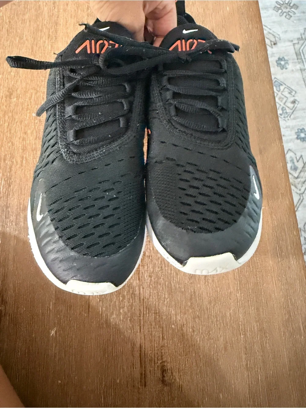 Nike Air Max 270 Kids Black/Orange Athletic Shoes- size 4